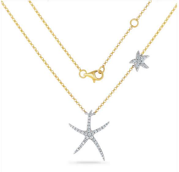 14k All White Gold Starfish Necklace