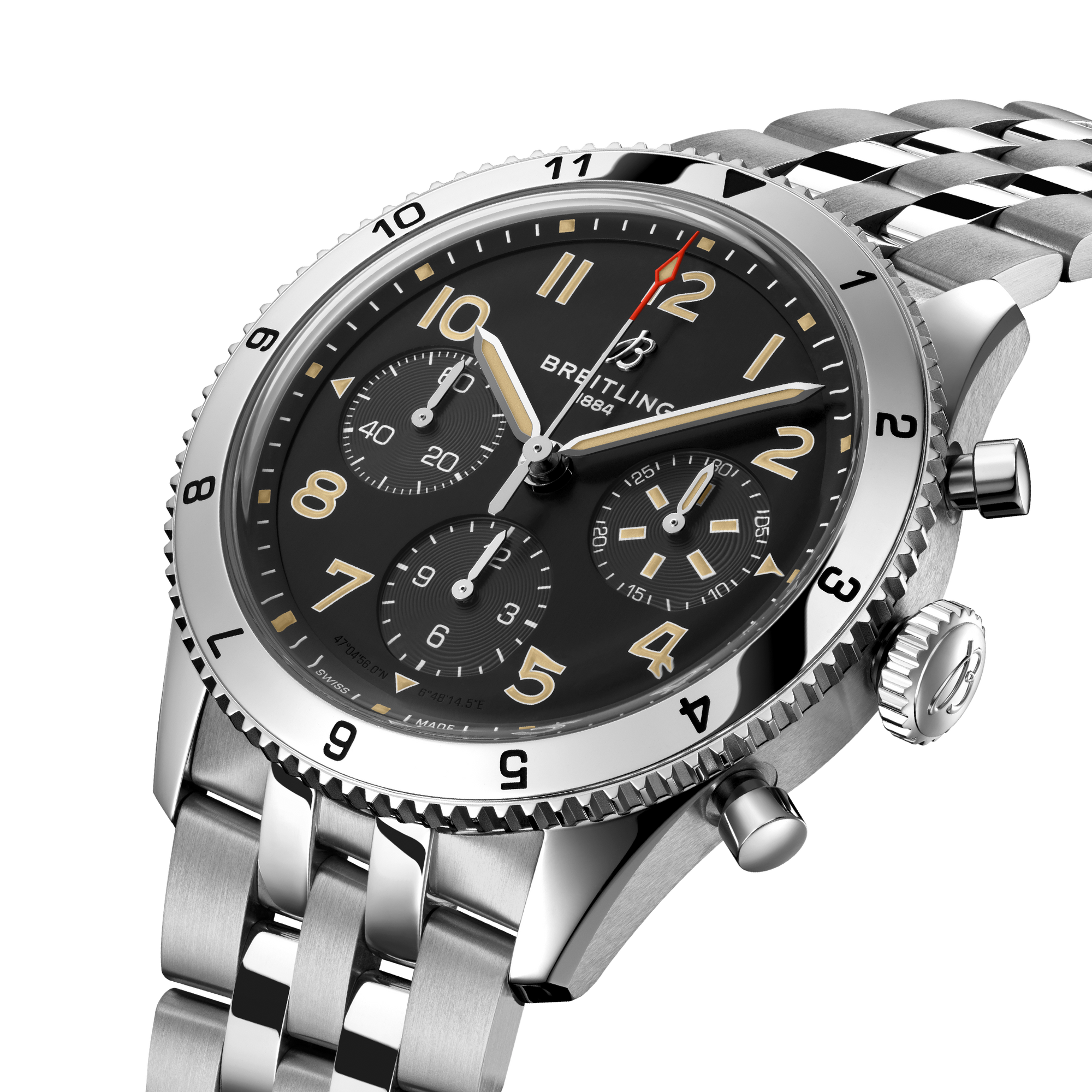 CLASSIC AVI CHRONOGRAPH 42 P-51 MUSTANG- STAINLESS STEEL/BLACK