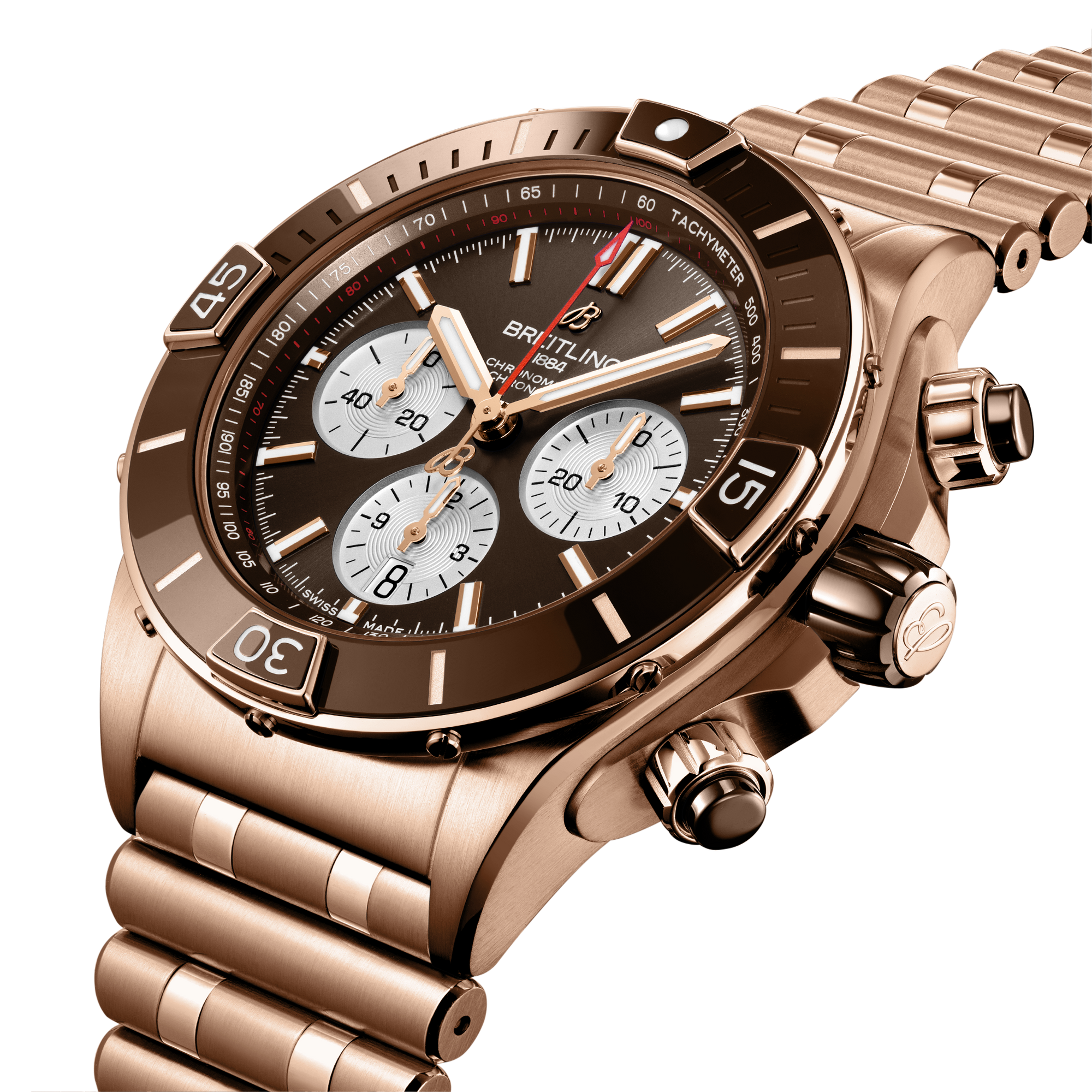 SUPER CHRONOMAT B01 44- 18K RED GOLD/BROWN