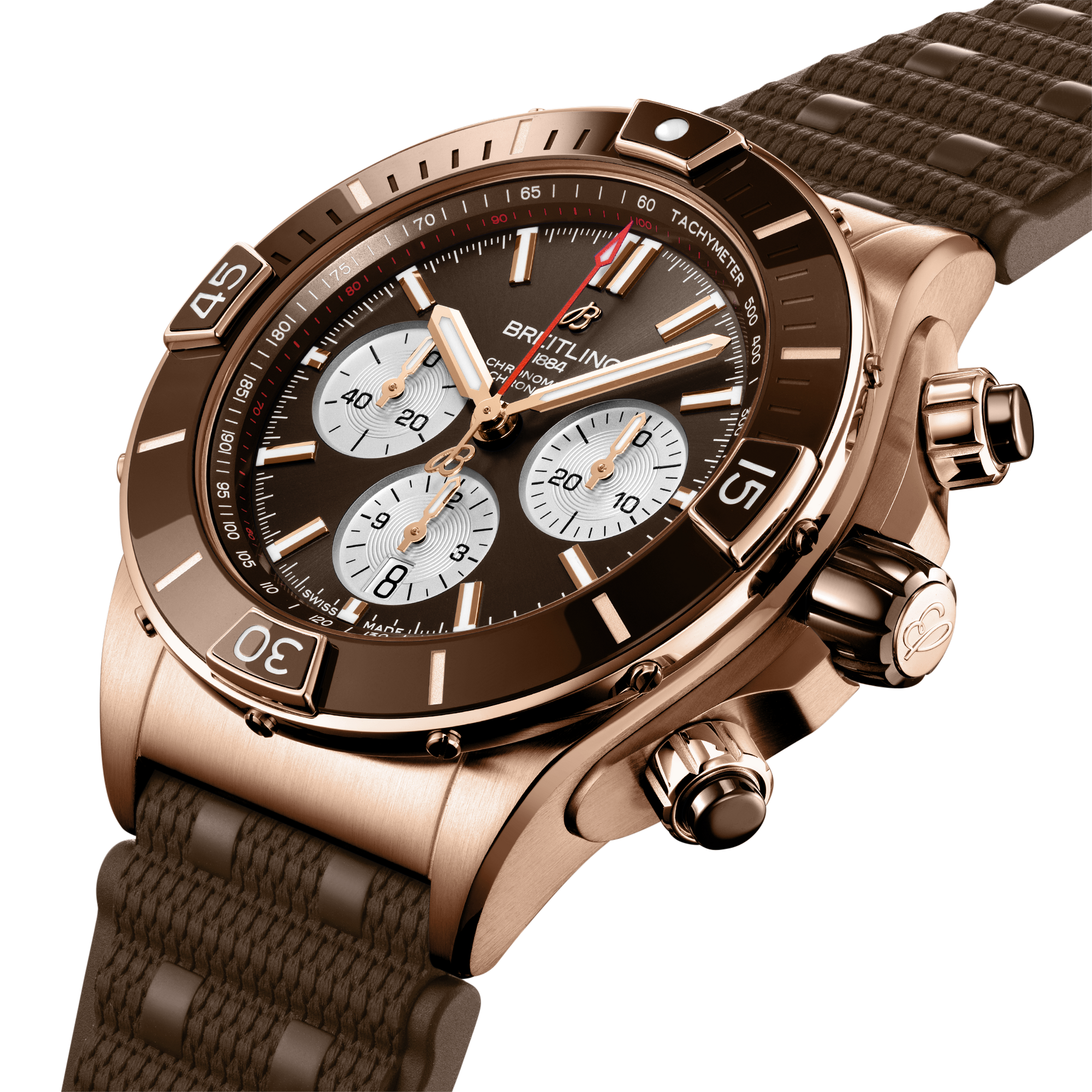 SUPER CHRONOMAT B01 44- 18K RED GOLD/BROWN