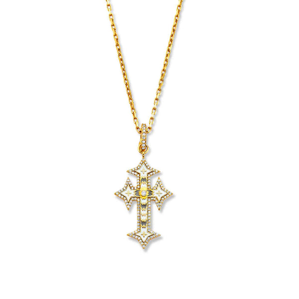 White Enamel Cross Pendant