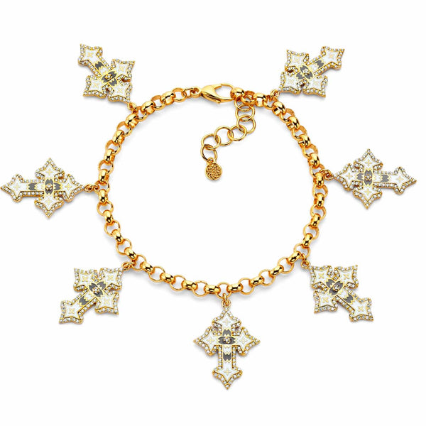 White Cross Charm Bracelet