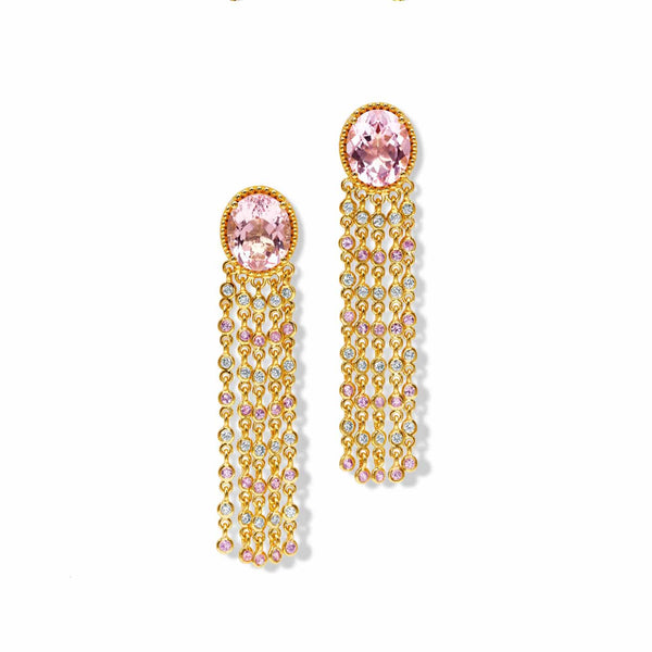 Morganite Chain Earrings