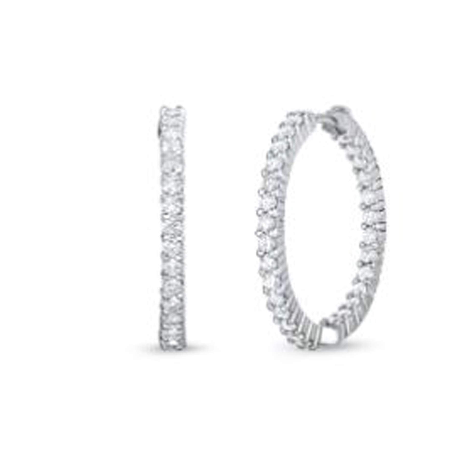 ROBERTO COIN 18K WG INSIDE OUT DIAMOND HOOPS