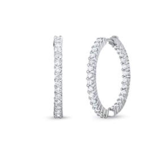 ROBERTO COIN 18K WG INSIDE OUT DIAMOND HOOPS