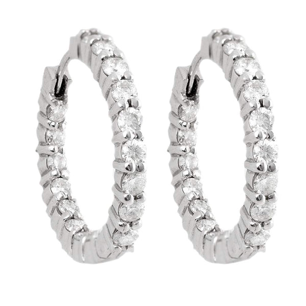 ROBERTO COIN 18K WG INSIDE OUT DIAMOND HOOPS