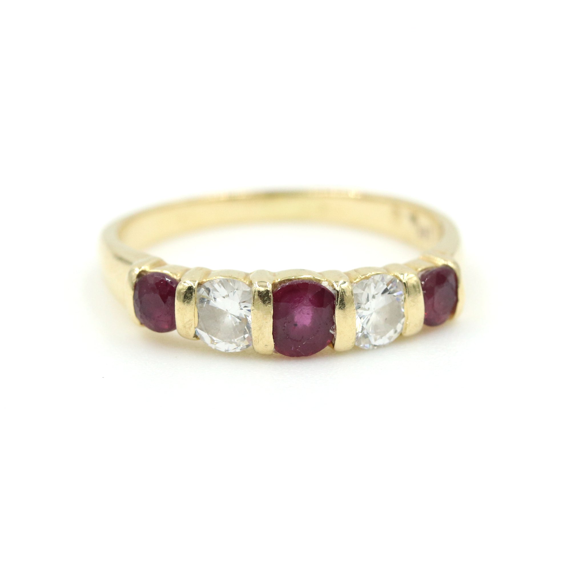 14K YELLOW GOLD RUBY AND DIAMOND BAND