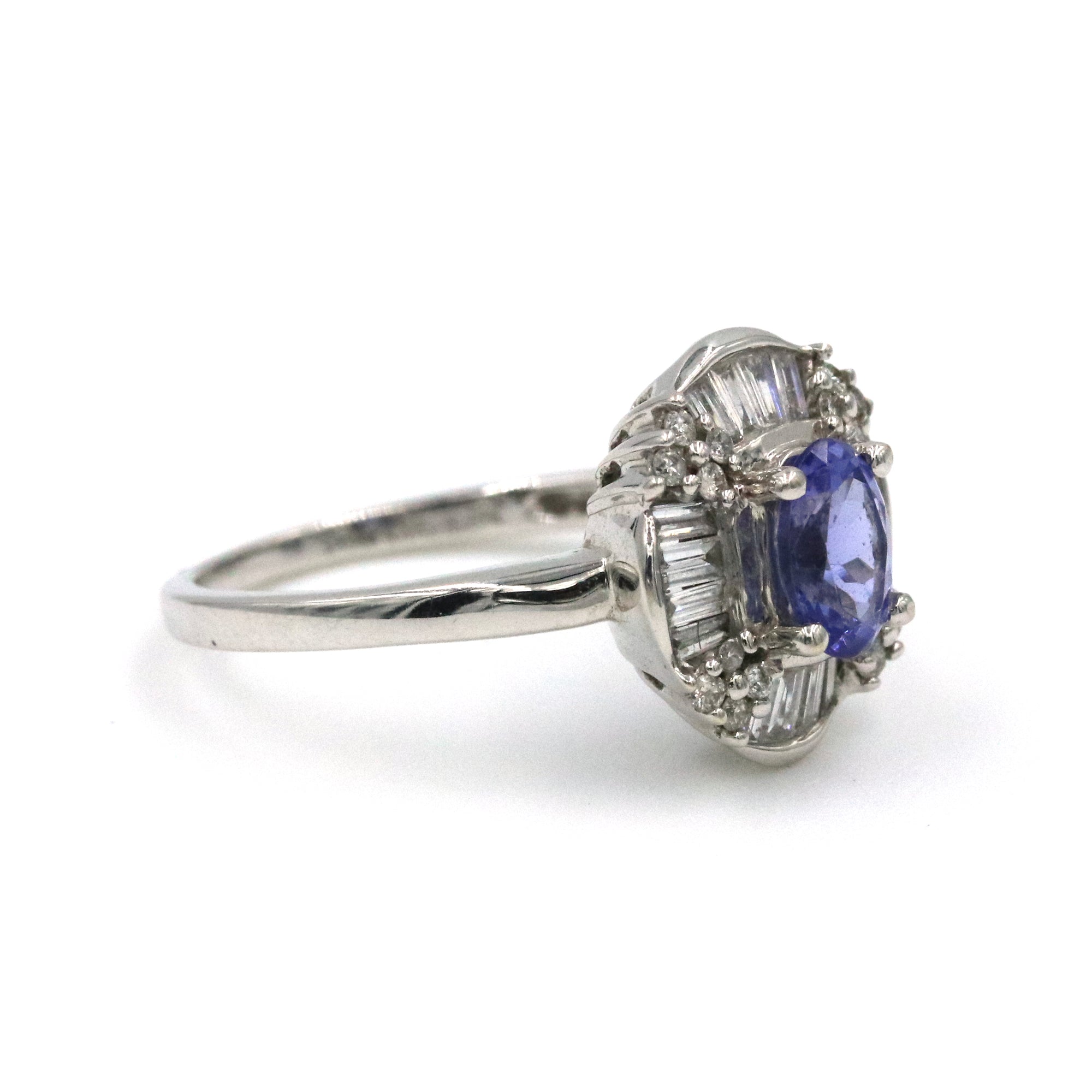 14K WHITE GOLD COLORED STONE RING