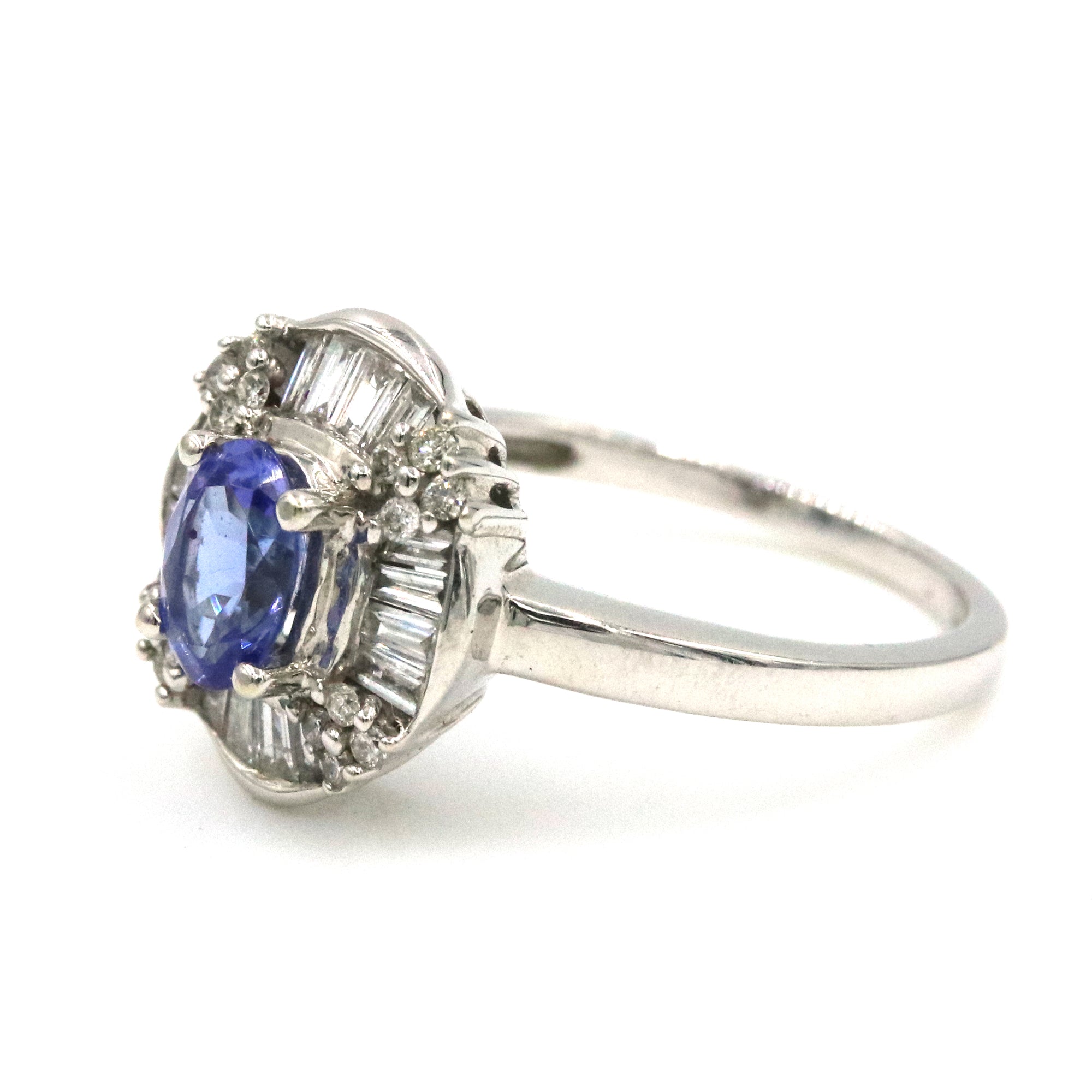 14K WHITE GOLD COLORED STONE RING