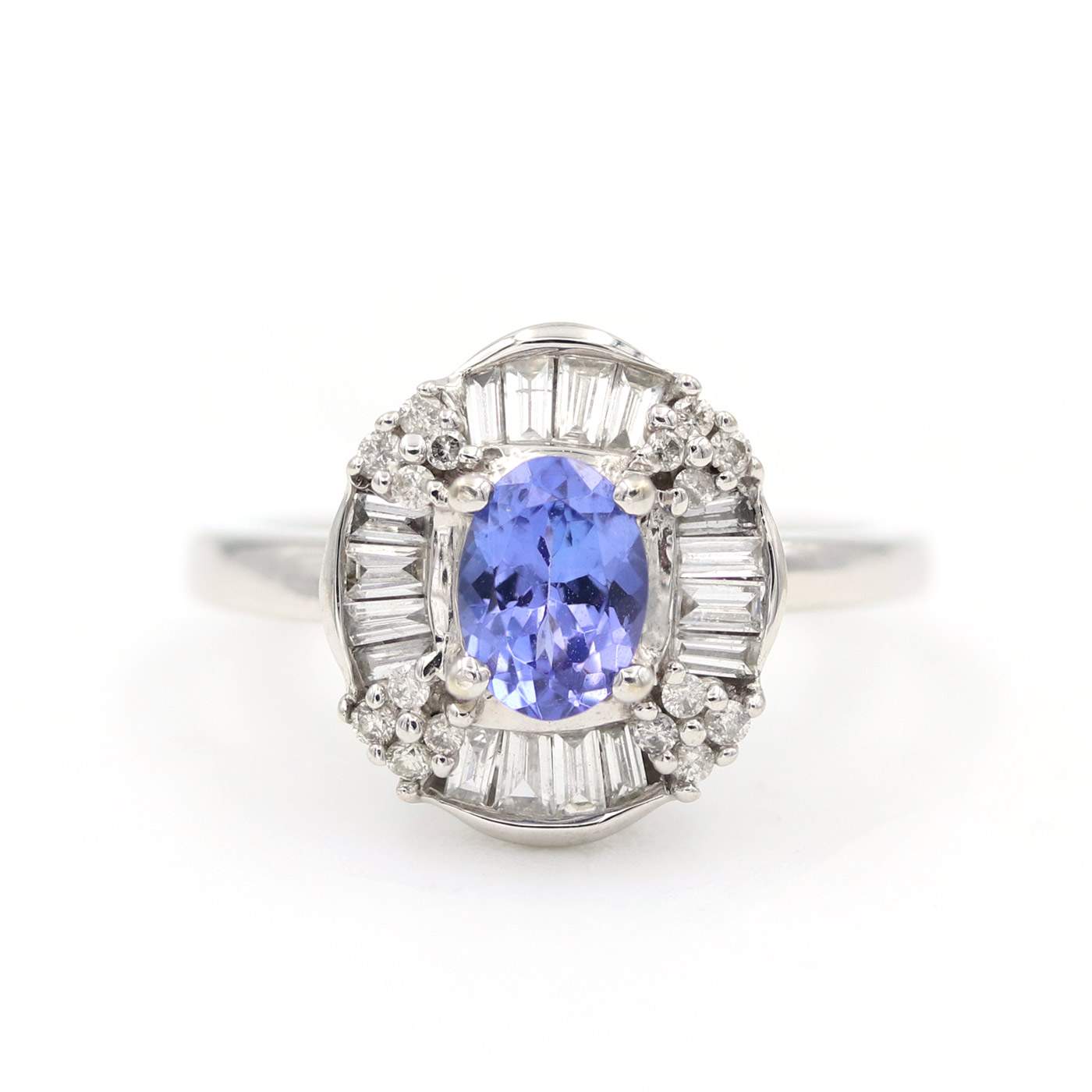 14K WHITE GOLD COLORED STONE RING