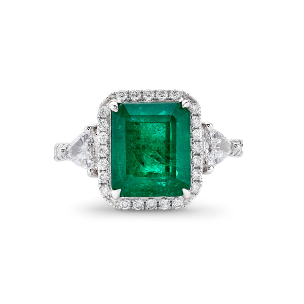 3.73ct EMERALD DIAMOND RING, GIA