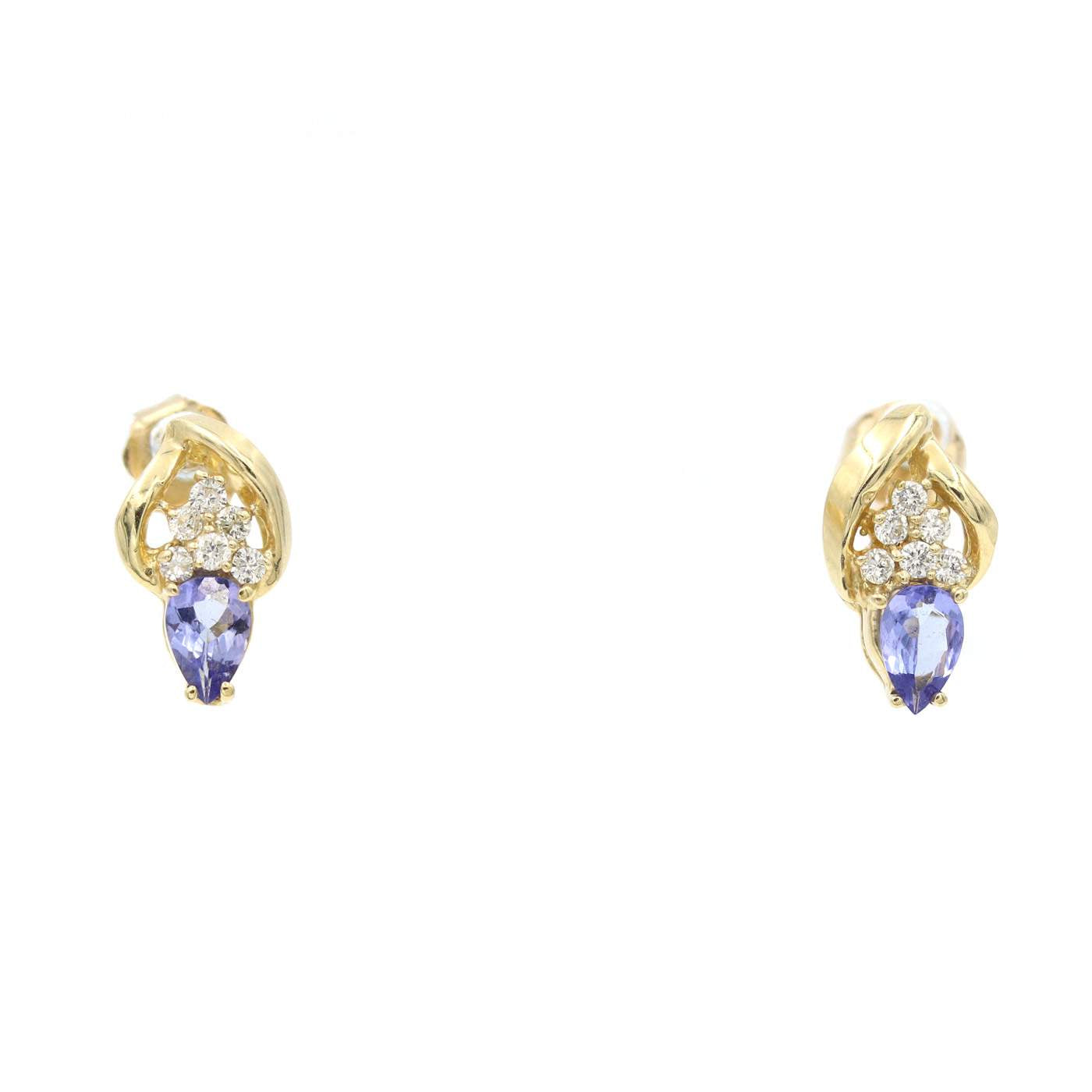 14k YELLOW GOLD TANZANITE EARRINGS