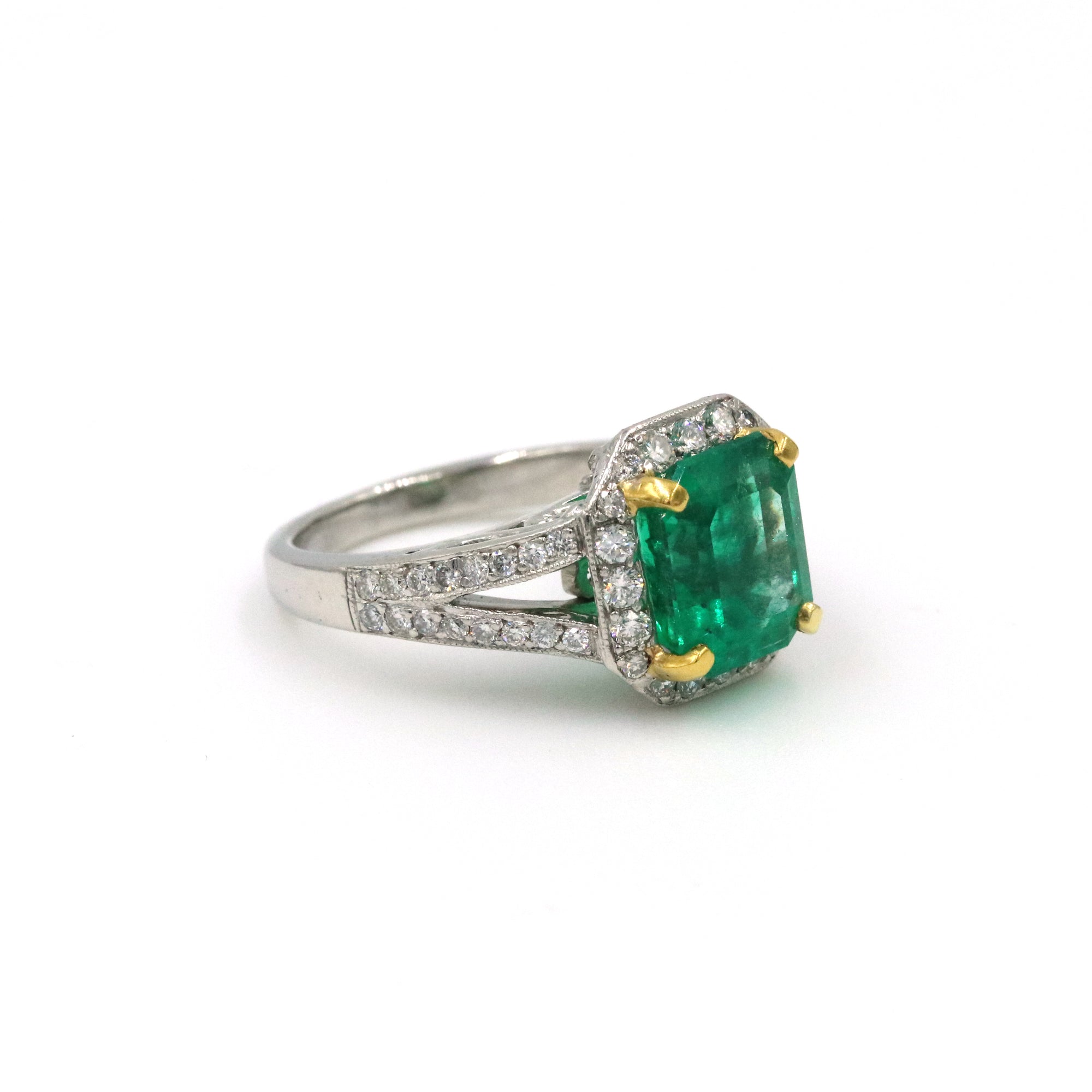 Platinum 3.25 carat Columbian Emerald Ring