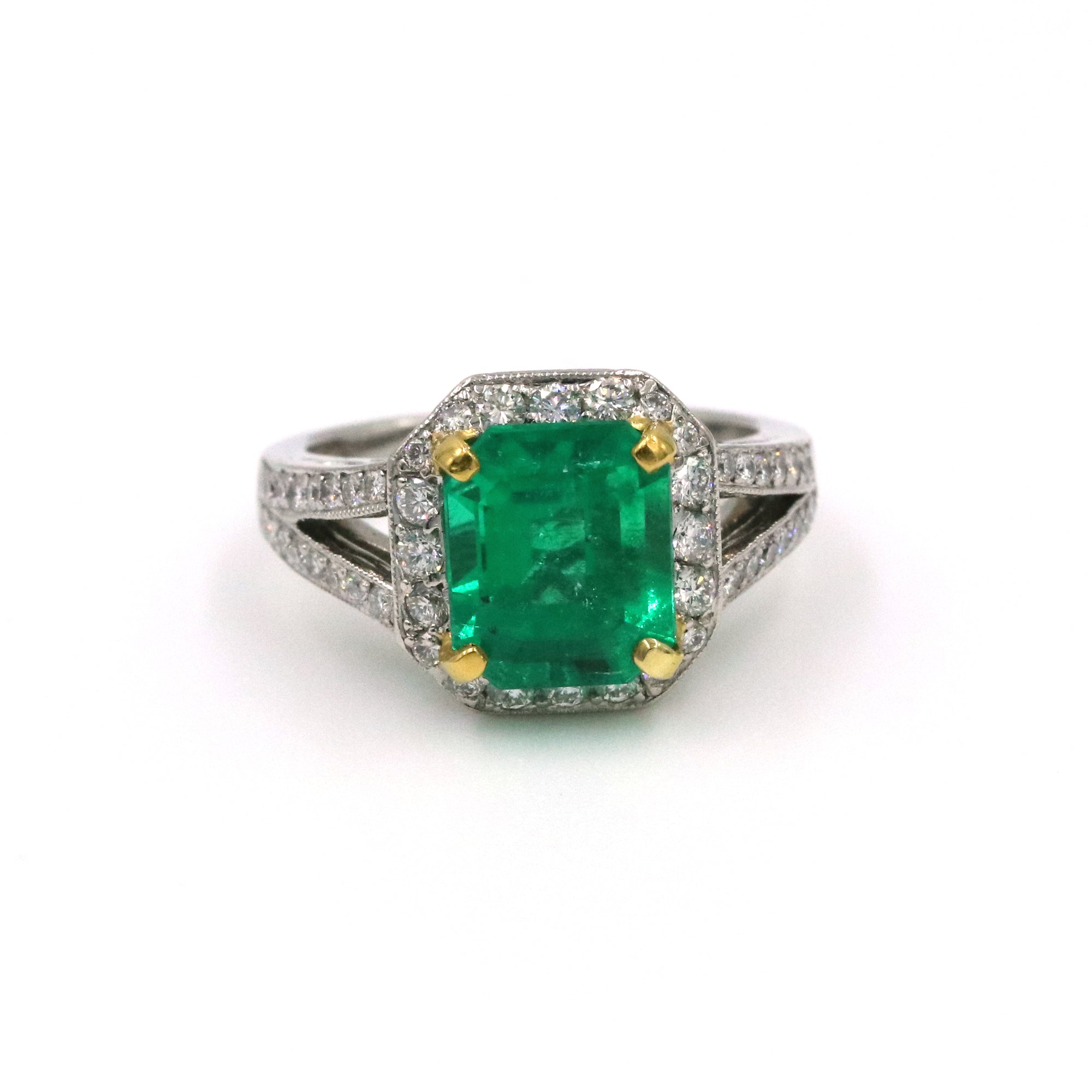 Platinum 3.25 carat Columbian Emerald Ring