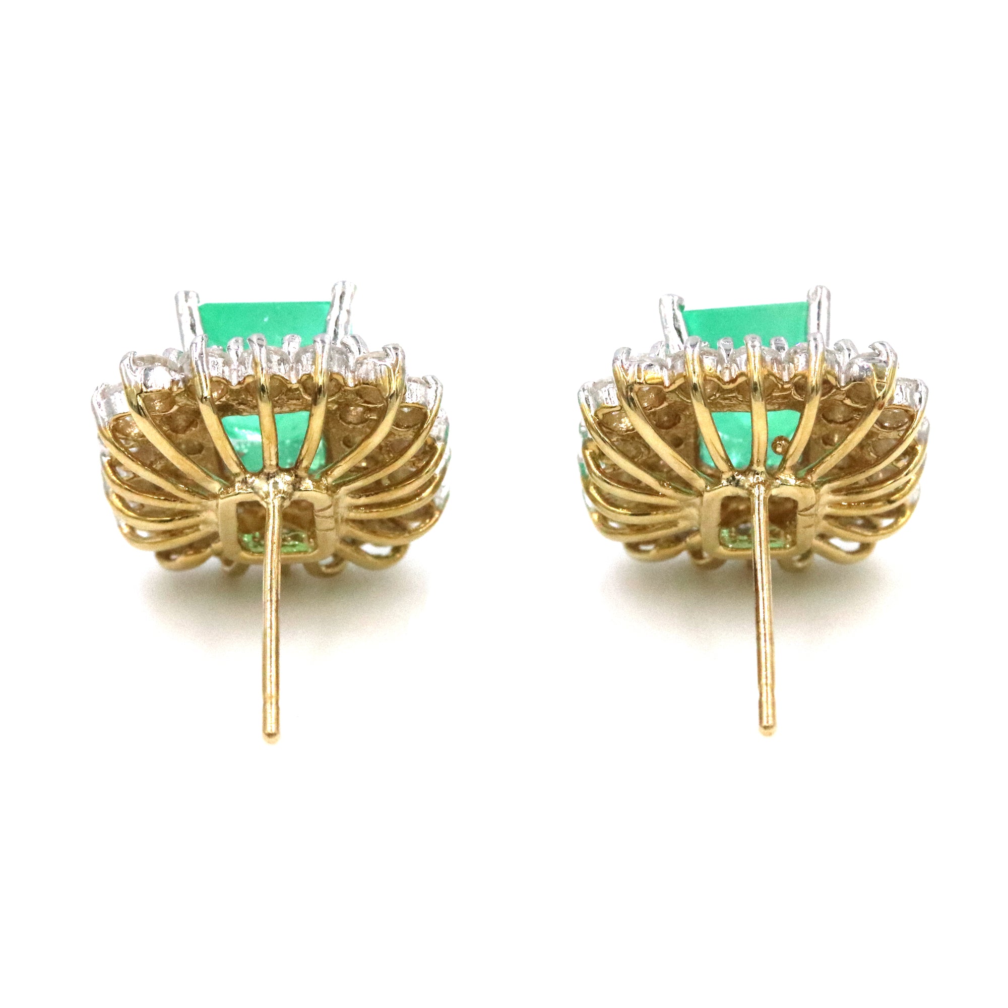 14K EMERALD AND DIAMOND EARRINGS