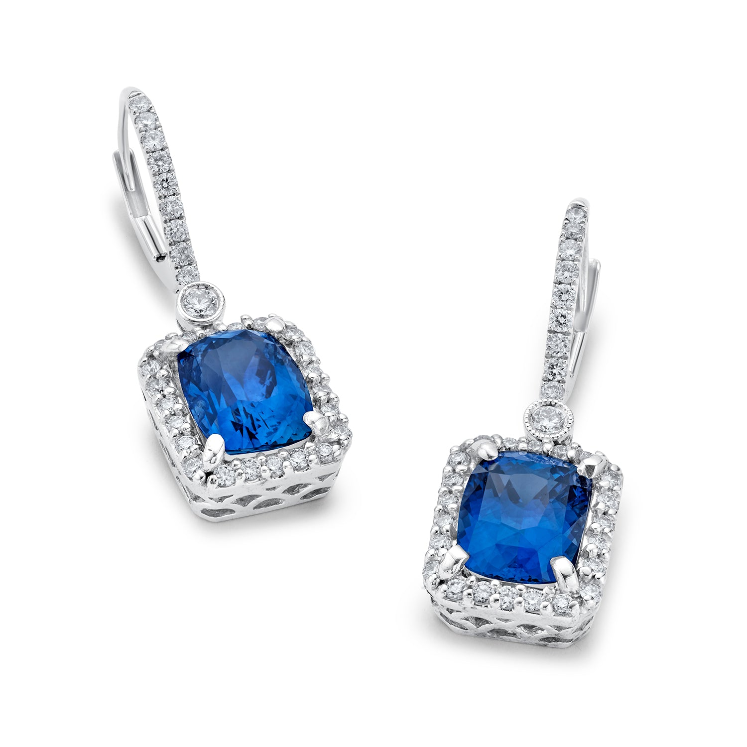 18K GIA SAPPHIRE DIAMOND EARRINGS