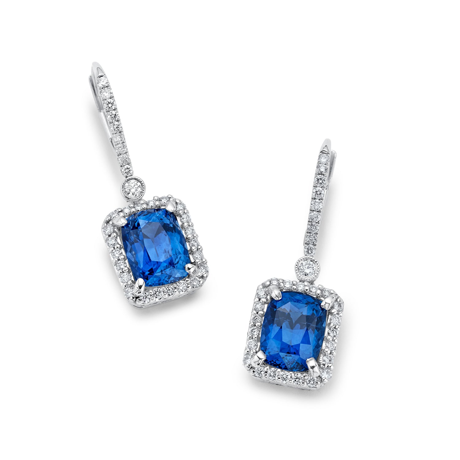 18K GIA SAPPHIRE DIAMOND EARRINGS