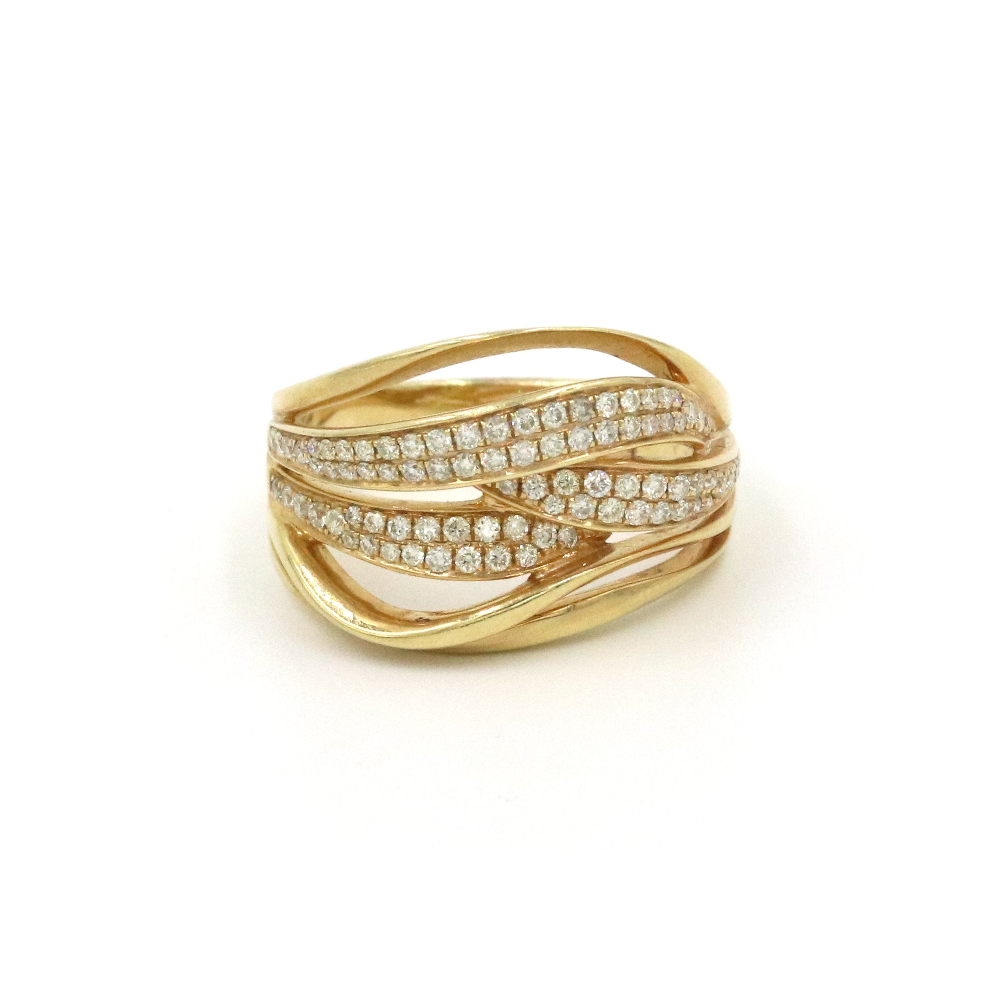 14KY PAVE WAVE RING