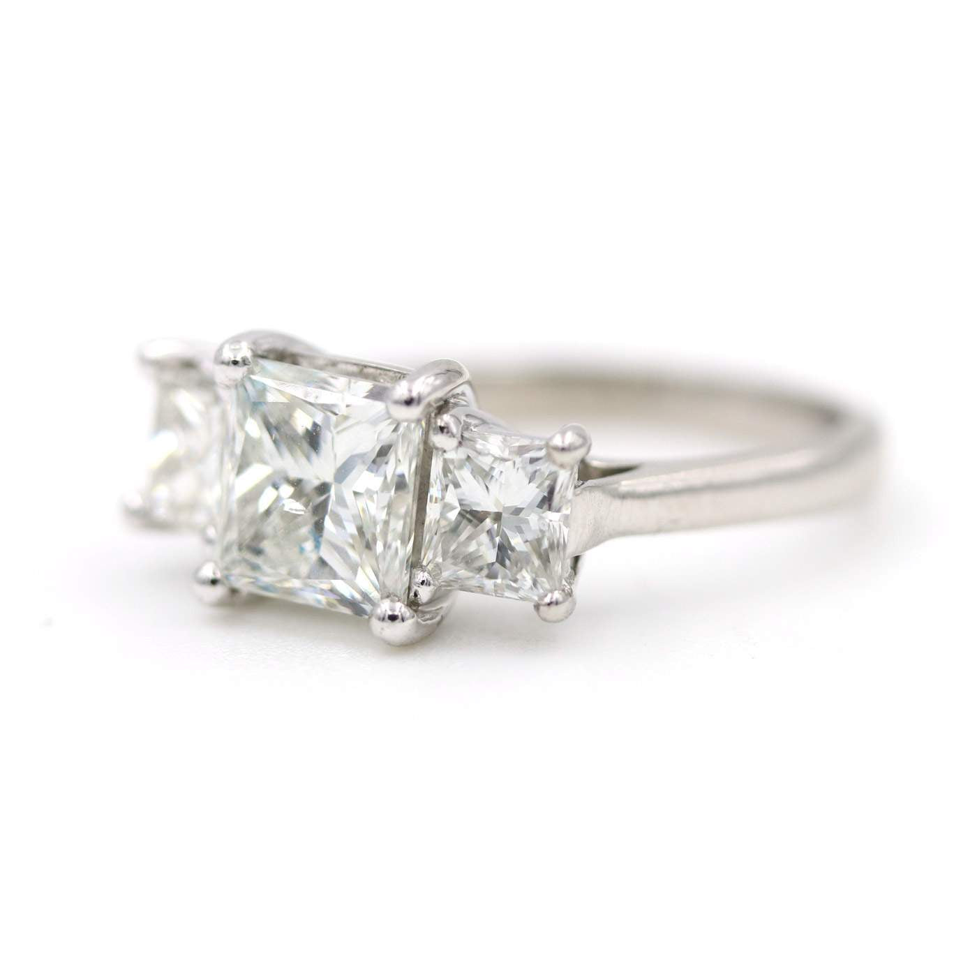 18KW MICHAEL M. PRINCESS CUT DIAMOND ENGAGEMENT RING