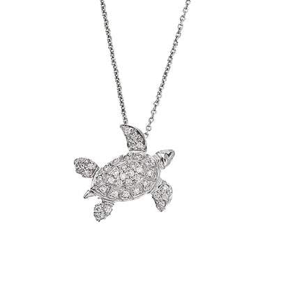 18K WG ROBERTO COIN DIAMOND SEA TURTLE NECKLACE