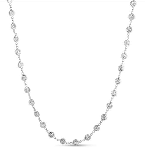 ROBERTO COIN WHITE GOLD DIAMOND STATION NECKLACE