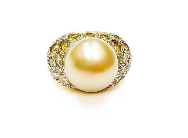 18K PEARL DIAMOND RING