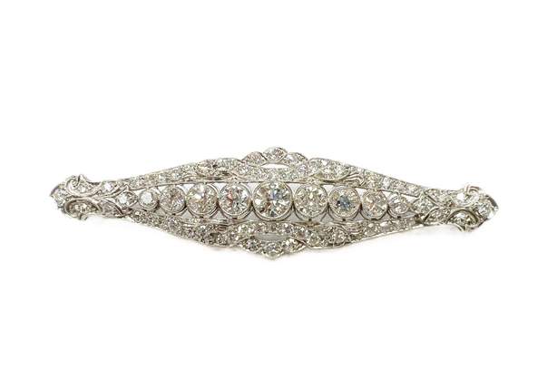 DECO PLATINUM DIAMOND BROOCH/PIN/PENDANT