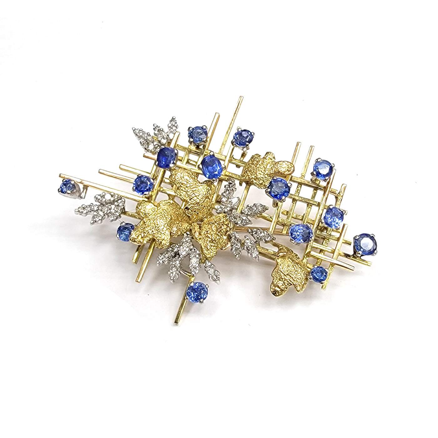 SAPPHIRE AND DIAMOND PIN