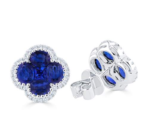 HALO CLOVER SAPPHIRES STUD EARRING