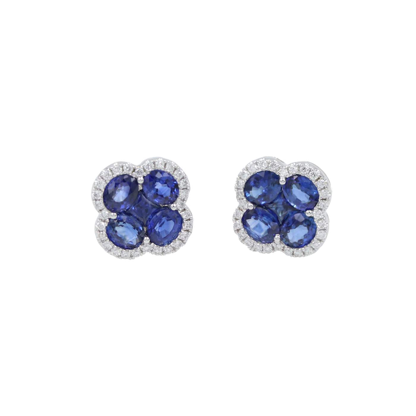 HALO CLOVER SAPPHIRES STUD EARRING