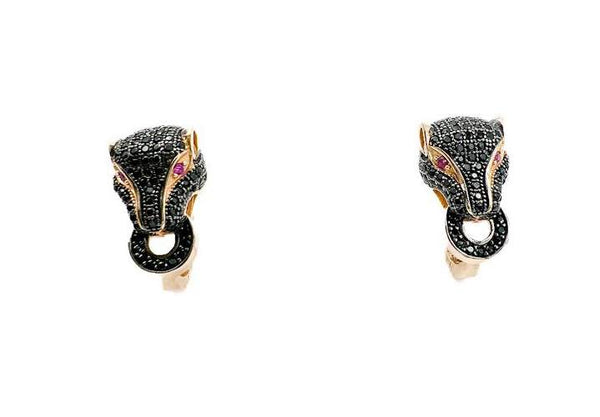 14K BLACK PANTHER EARRINGS