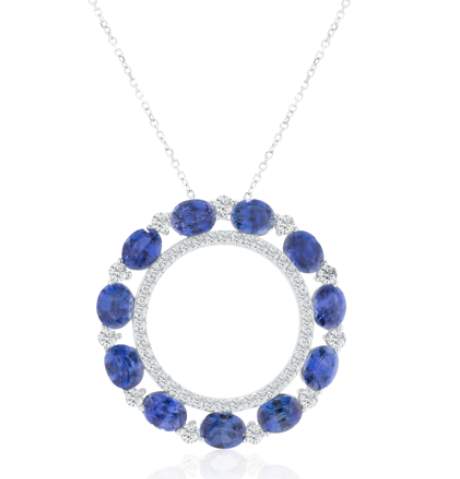 18K SAPPHIRE DIAMOND CIRCLE NECKLACE