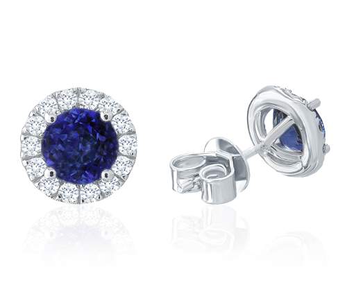 14K SAPPHIRE DIAMOND STUD EARRINGS