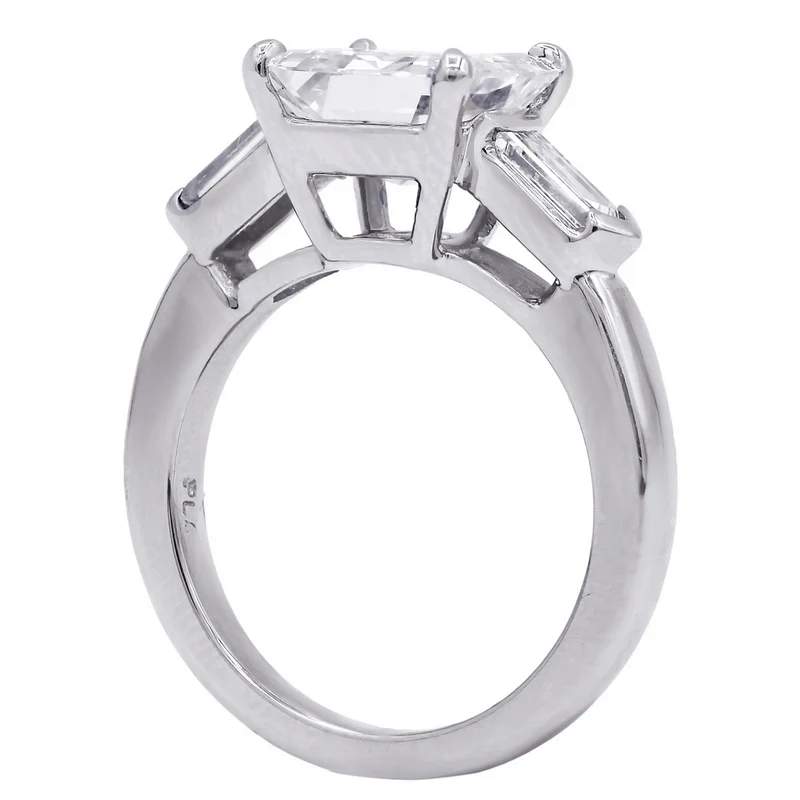 PLATINUM 2.86CT EMERALD CUT DIAMOND RING