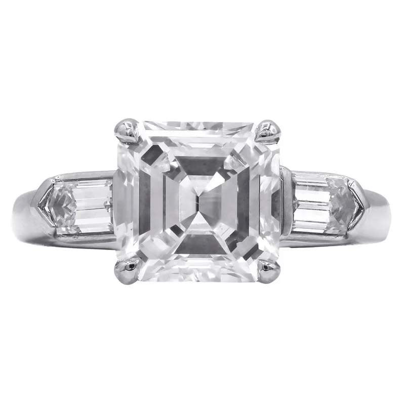 PLATINUM 2.86CT EMERALD CUT DIAMOND RING