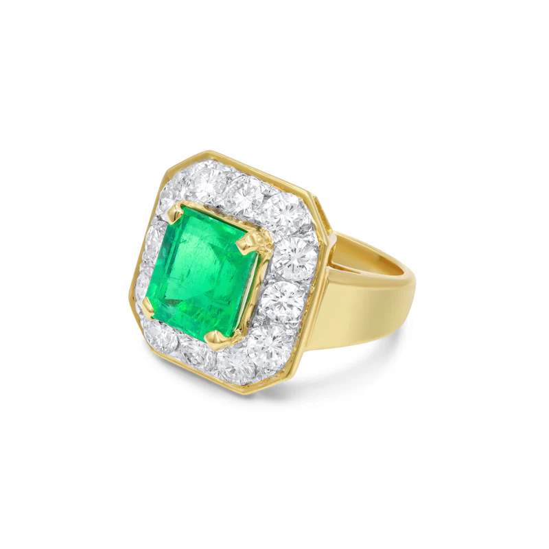 18K EMERALD DIAMOND RING