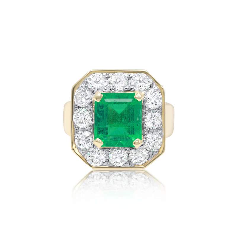 18K EMERALD DIAMOND RING