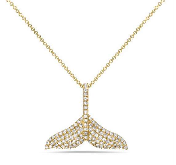 14K DIAMOND WHALE TAIL PENDANT