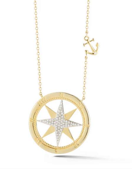 14K DIAMOND  COMPASS NECKLACE