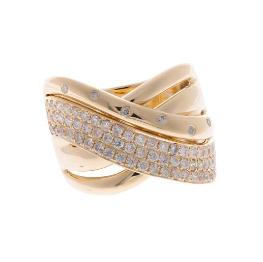 14k CROSSOVER DIAMOND RING