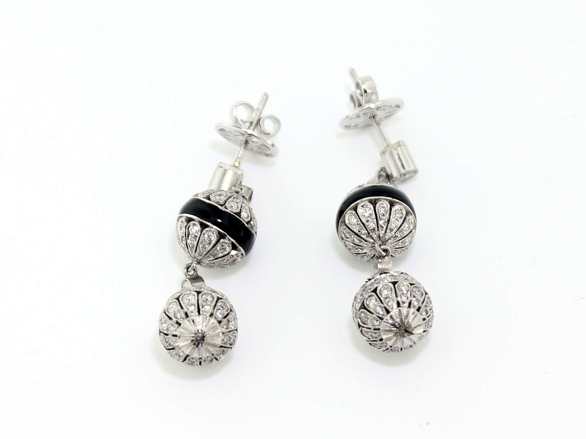 2.50 CTW DIAMOND BALL EARRINGS