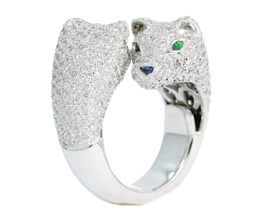 Double Panther Diamond Ring