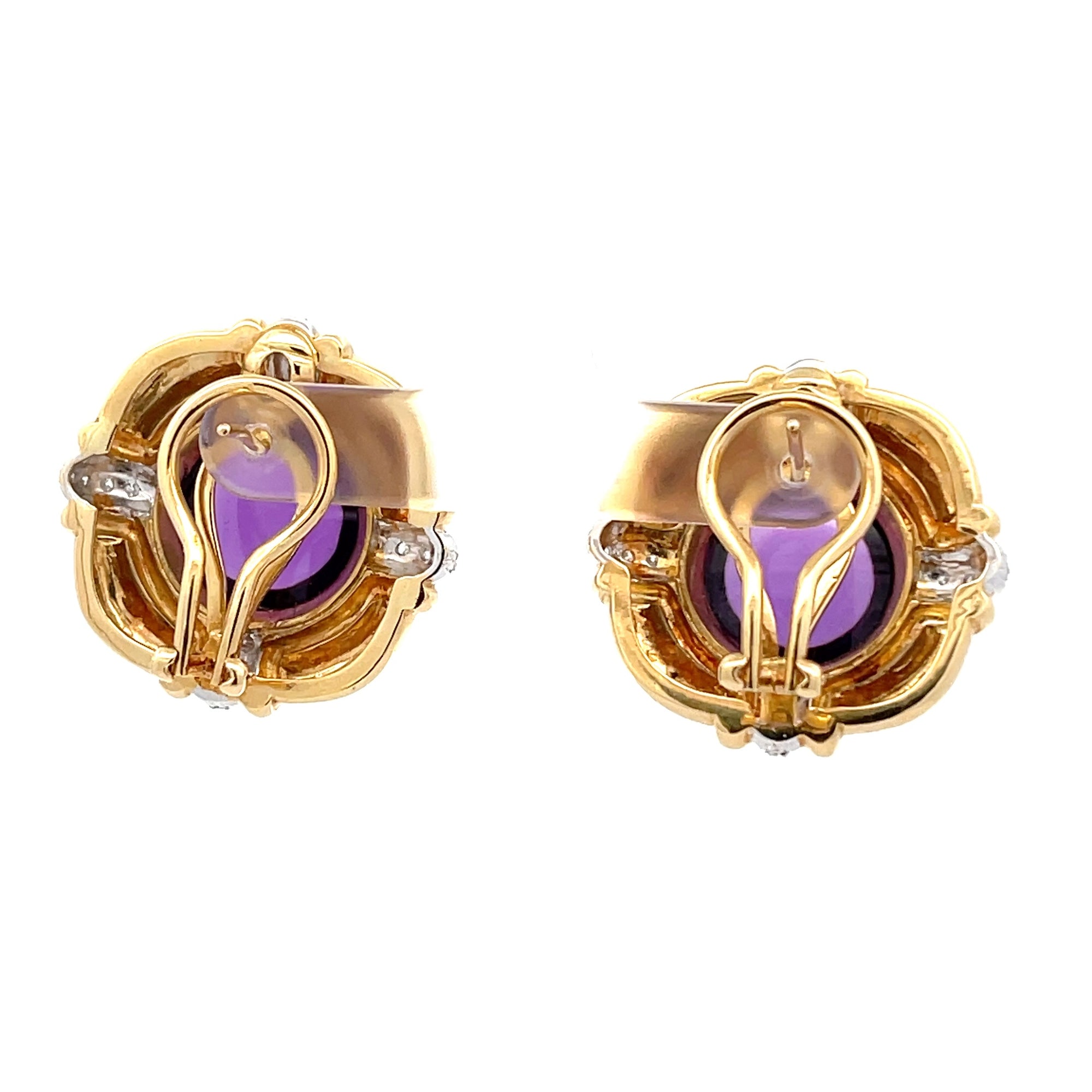 Cabochon Amethyst And Diamond Earrings