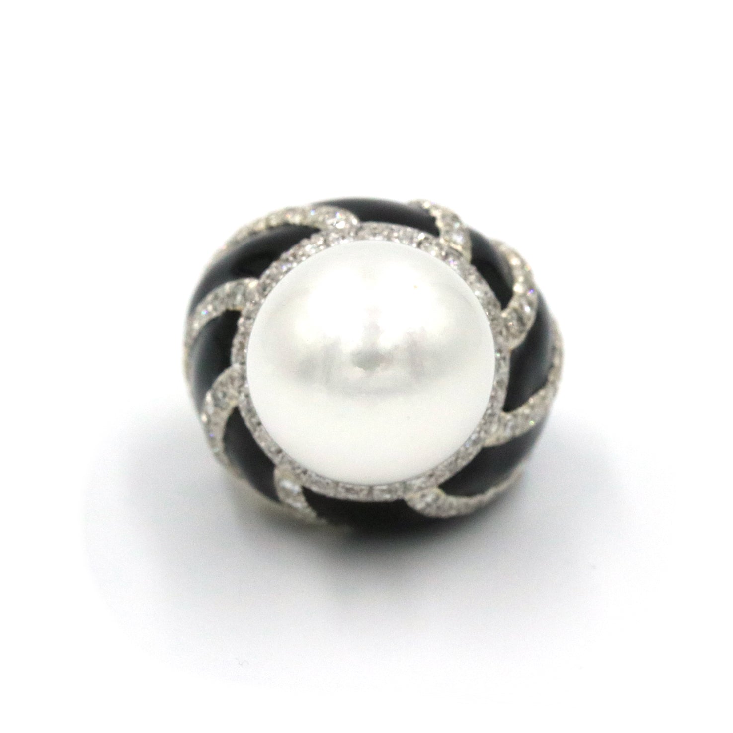 David Webb Diamond and Pearl Ring