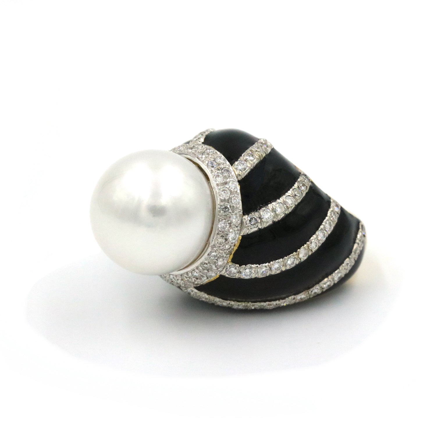 David Webb Diamond and Pearl Ring