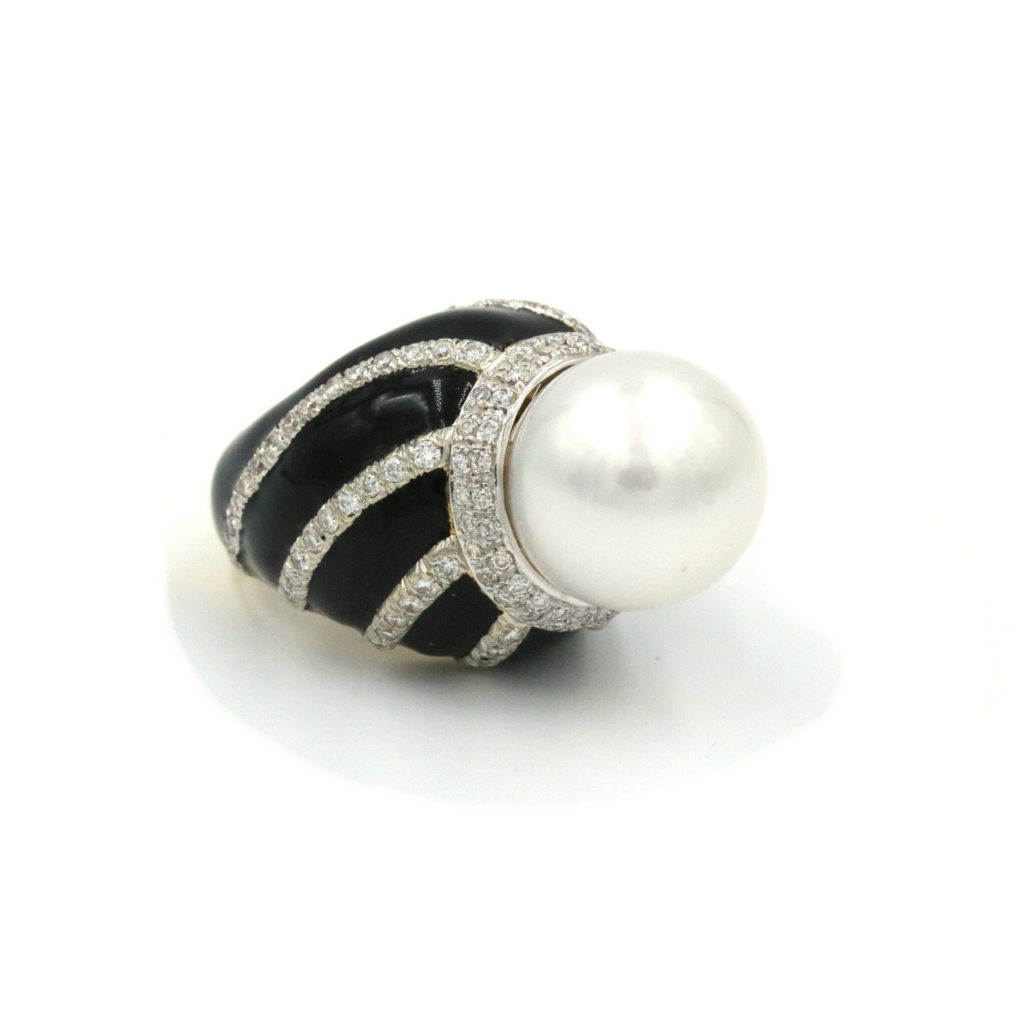 David Webb Diamond and Pearl Ring