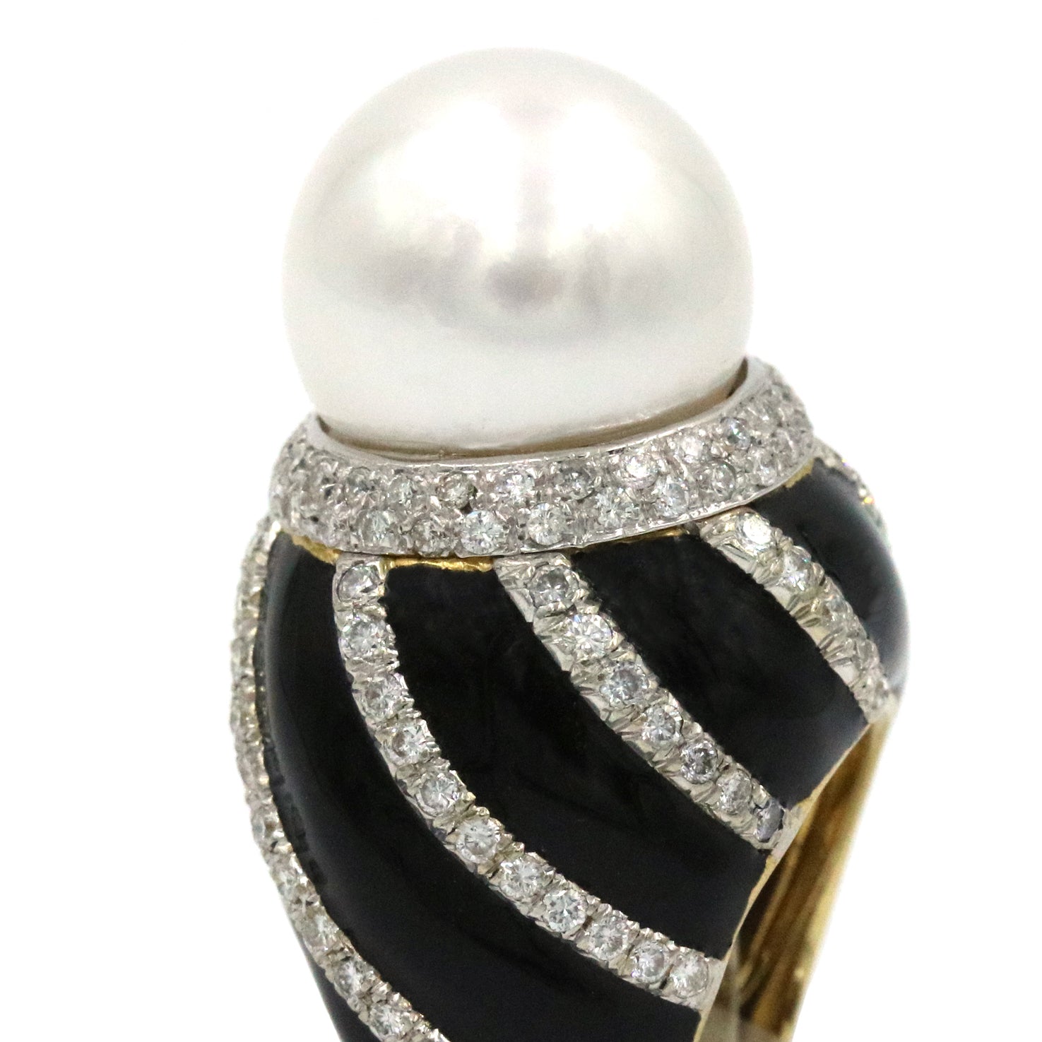 David Webb Diamond and Pearl Ring