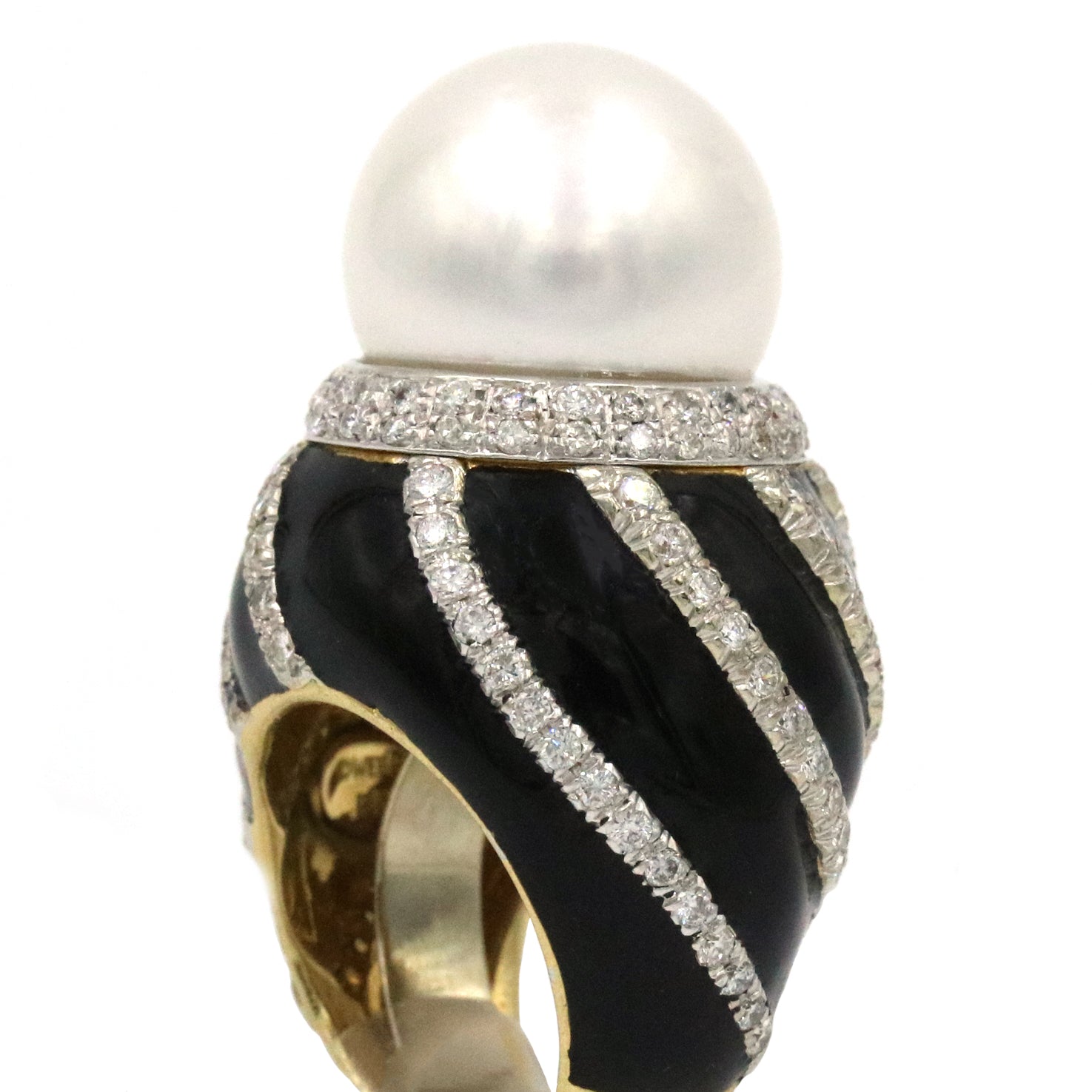 David Webb Diamond and Pearl Ring