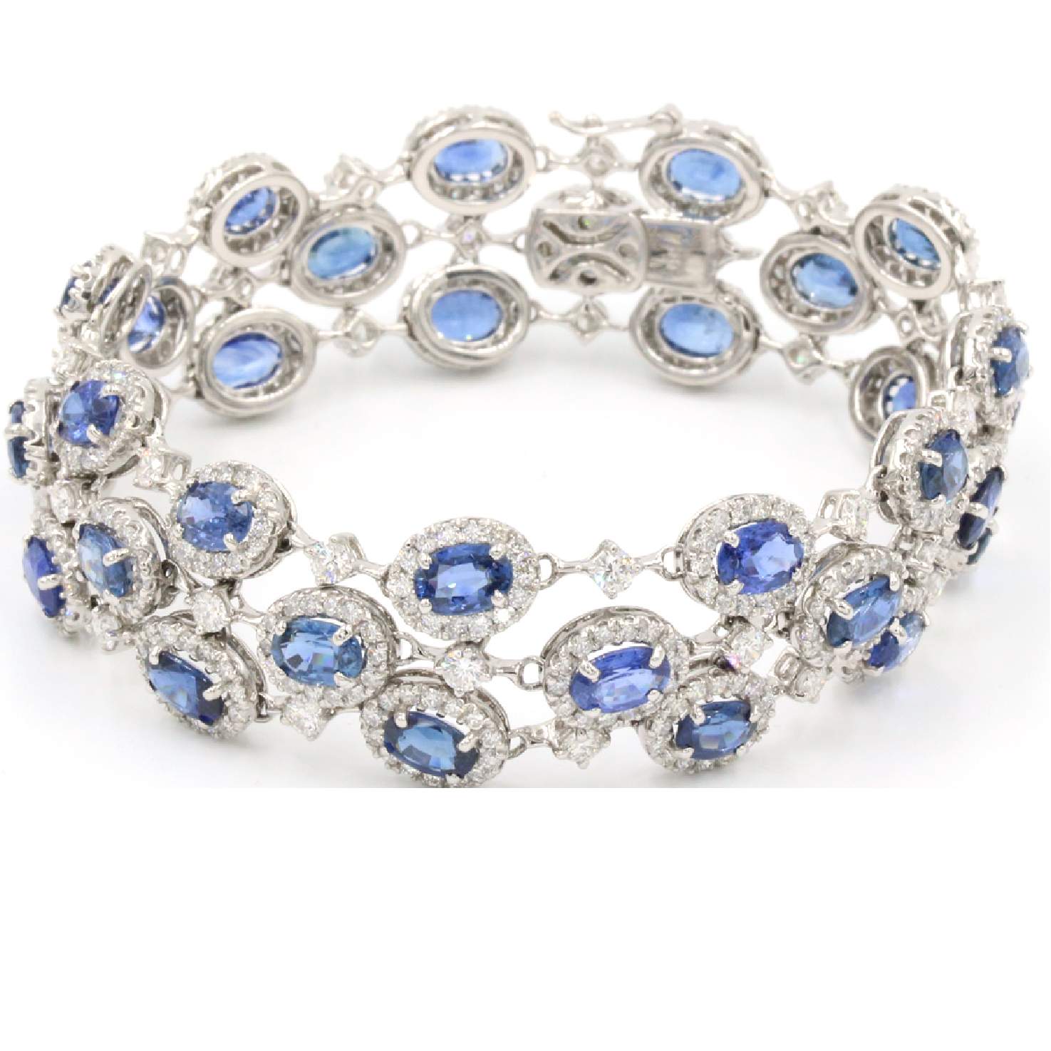 Wide Fashion Sapphire & Diamond Bracelet