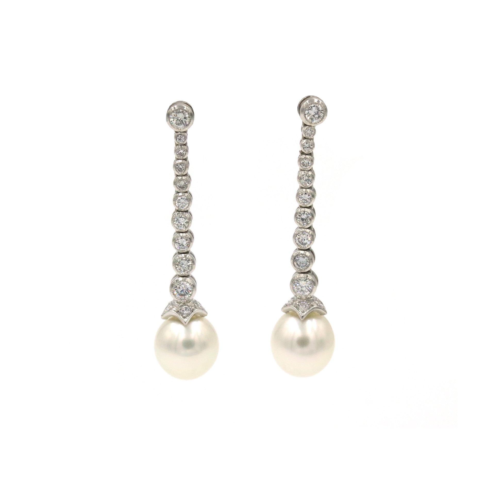 PEARL AND DIAMOND DROP EARRINGS